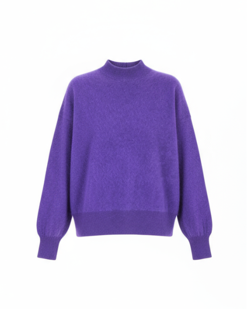 MAJESTIC FILATURES Wool Cashmere Long Sleeve Crewneck Plum