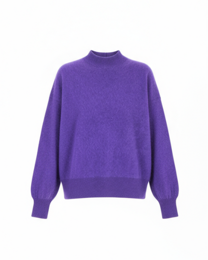 MAJESTIC FILATURES Wool Cashmere Long Sleeve Crewneck Plum