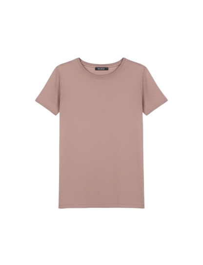 MAJESTIC FILATURES Short Sleeve Cashmere Crewneck Brown