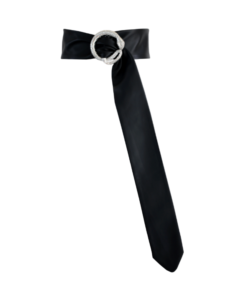 ELSA VALENCIA Lucia Snake Belt in Silver