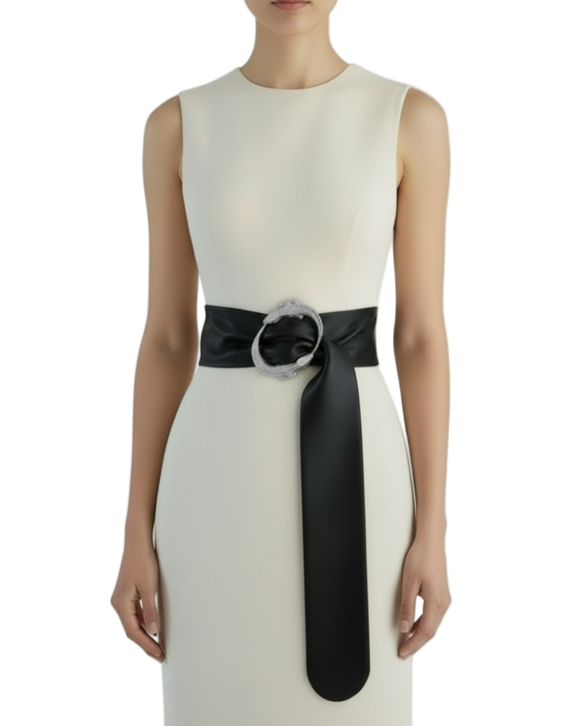 ELSA VALENCIA Mila Alligator Belt in Silver