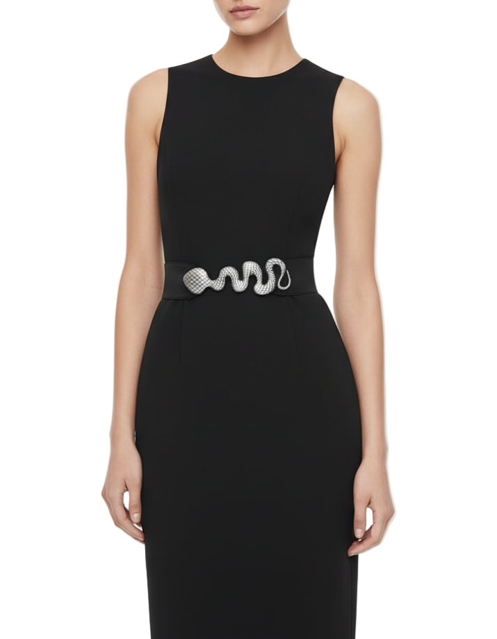 ELSA VALENCIA Angelita Snake Belt in Silver