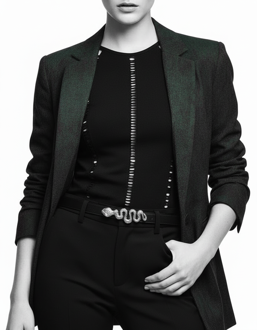 ELSA VALENCIA Gia Snake Belt in Silver