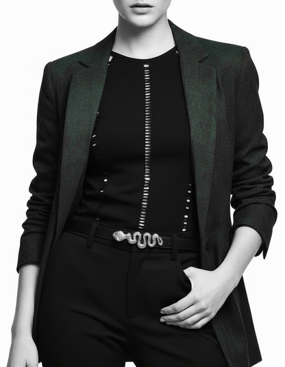 ELSA VALENCIA Gia Snake Belt in Silver