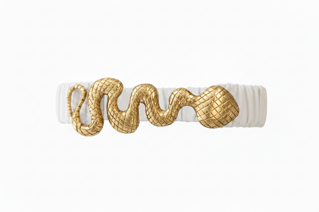 ELSA VALENCIA Angelita Stretch Clip Belt White Gold
