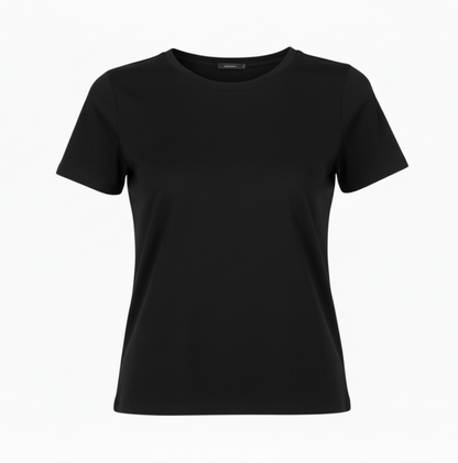 MAJESTIC FILATURES Short Sleeve Cashmere Crewneck Black