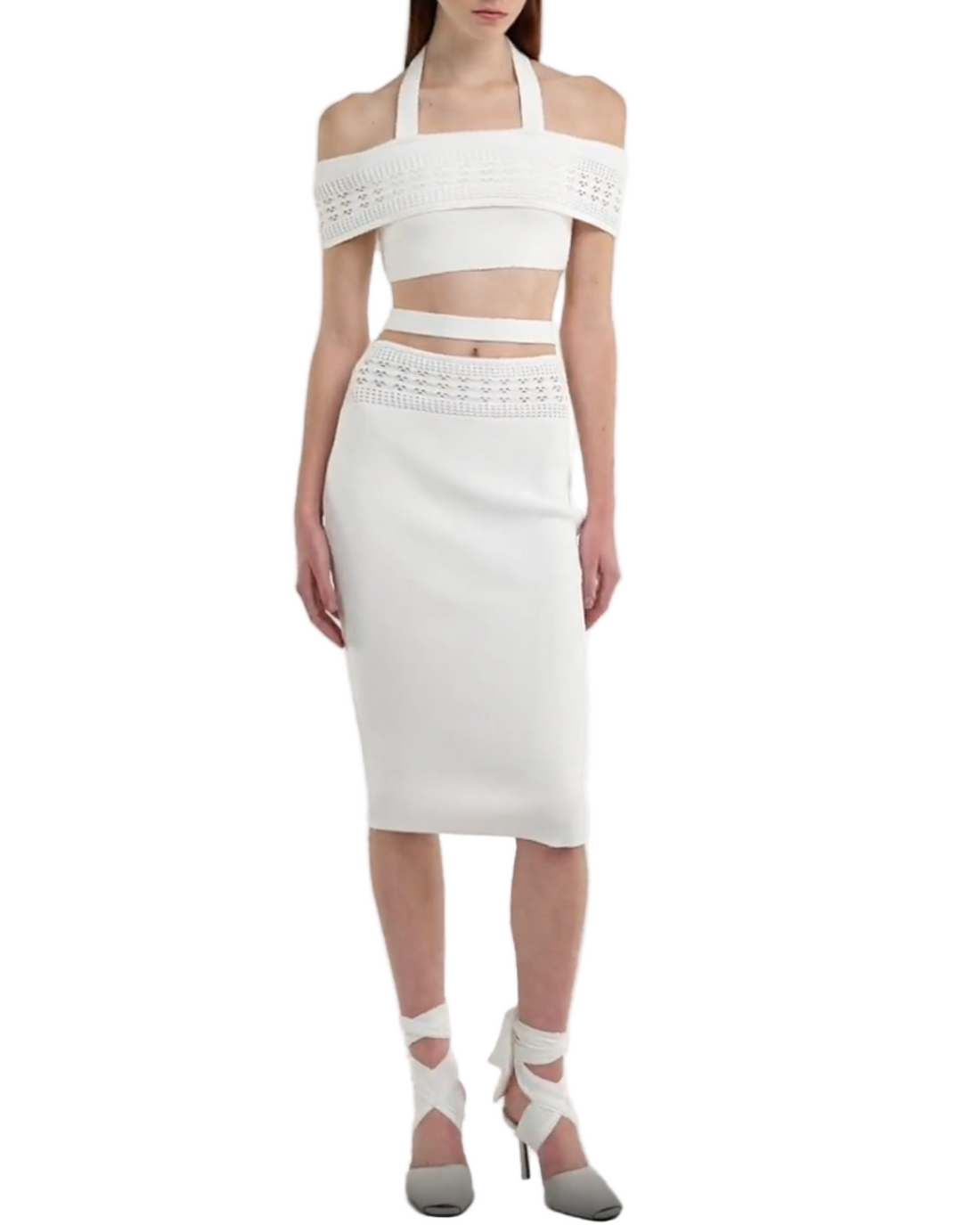 ANDREADAMO Stretch Knit Top with Mesh Details