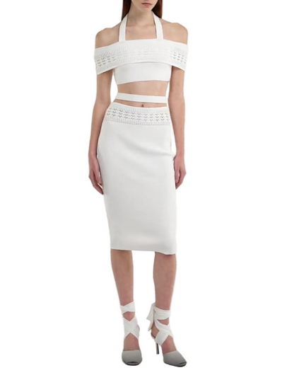 ANDREADAMO Stretch Knit Top with Mesh Details