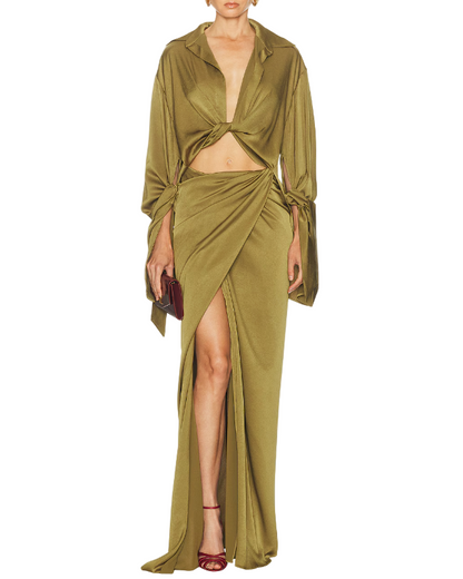 ATLEIN Draped Cropped Shirt