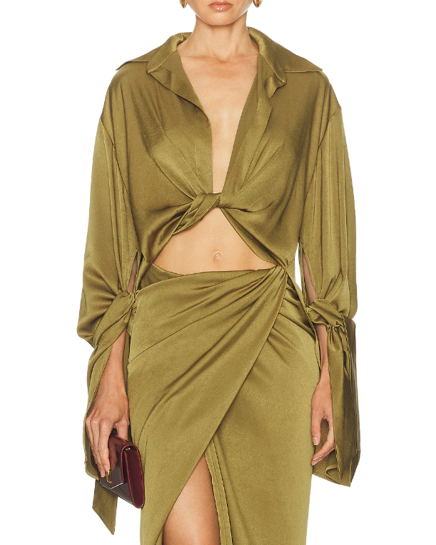 ATLEIN Draped Cropped Shirt