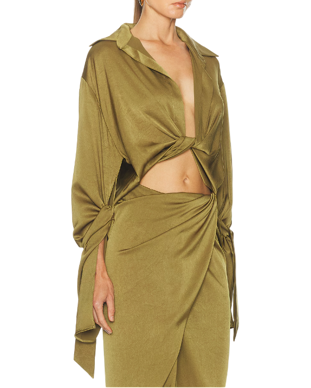 ATLEIN Draped Cropped Shirt