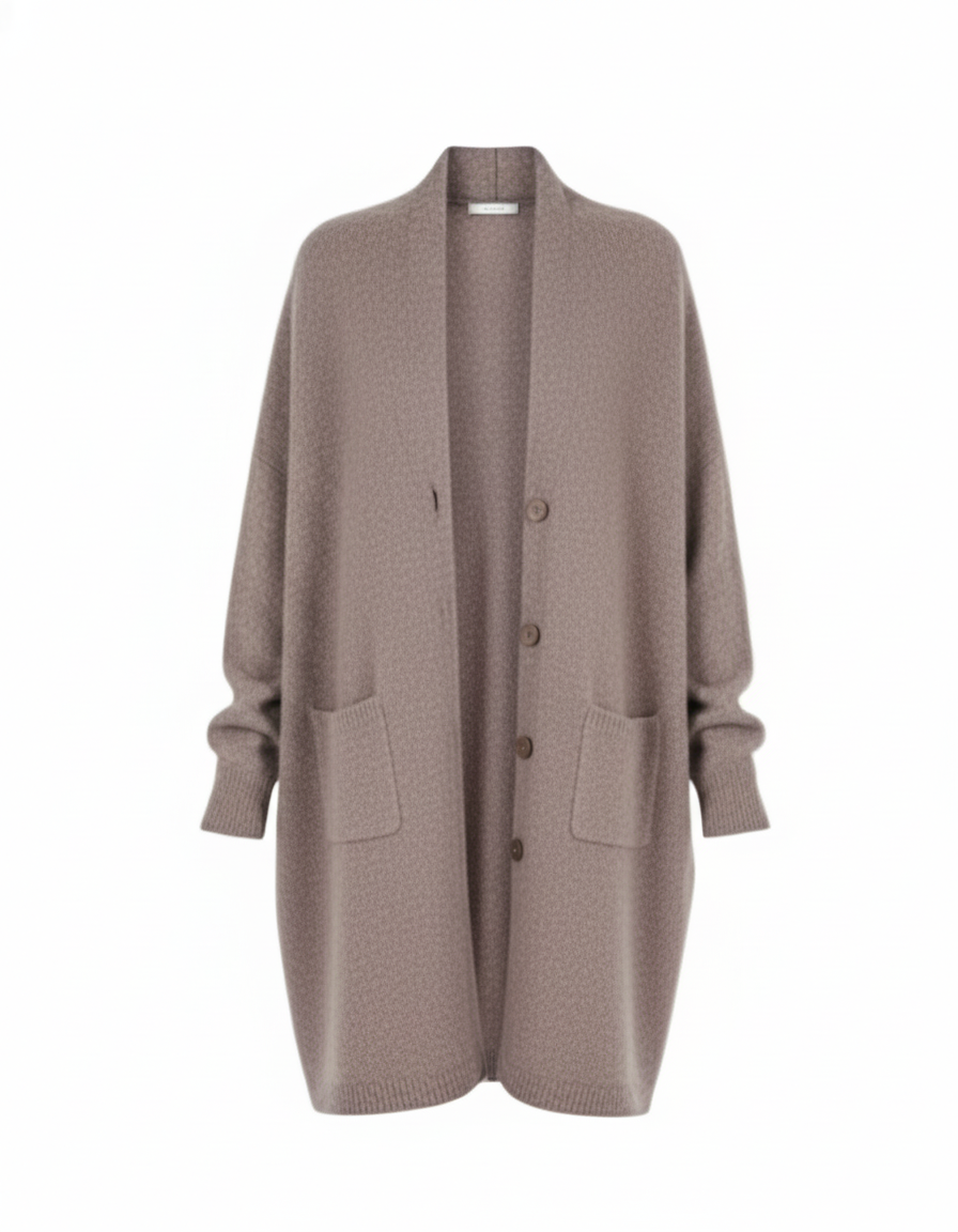 MAJESTIC FILATURES Merino Fox Midi Cardigan Brown