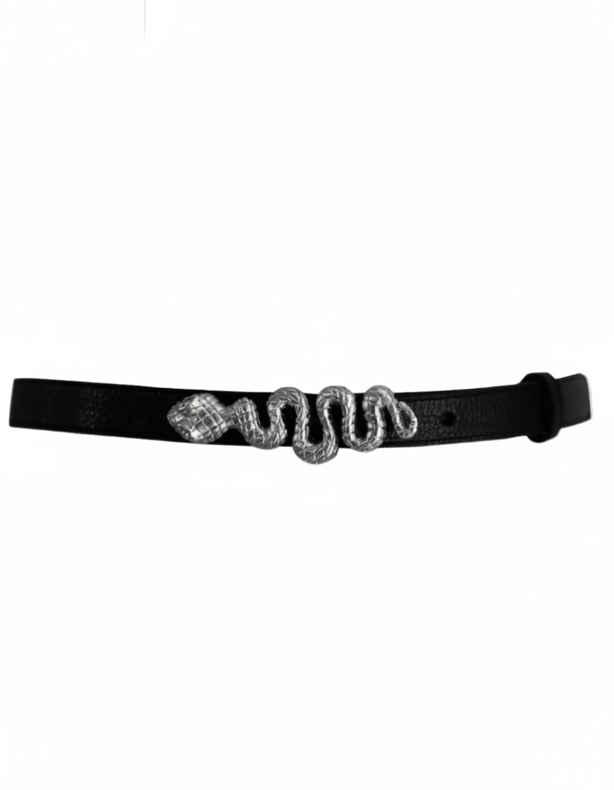 ELSA VALENCIA Gia Snake Belt in Silver