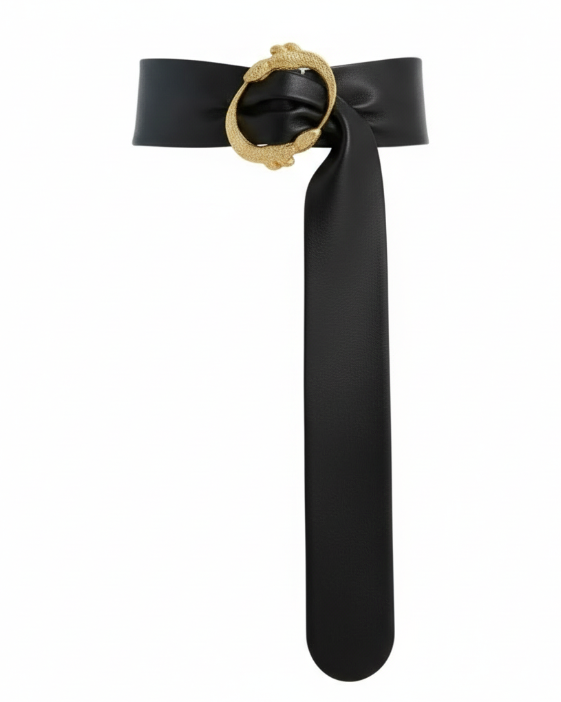 ELSA VALENCIA Mila Alligator Belt in Gold