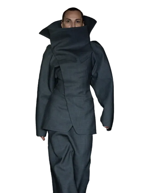 SITUATIONIST Grey High Neck Coat