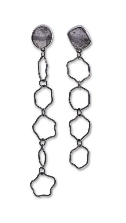 ELIZABETH HOOPER Silver Ore Earrings