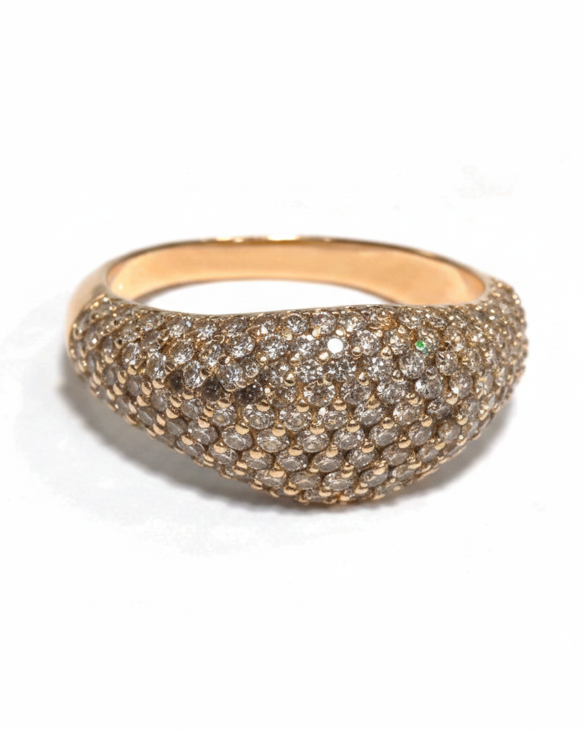 TALES OF STONES Brown Pave Diamond Signet Ring
