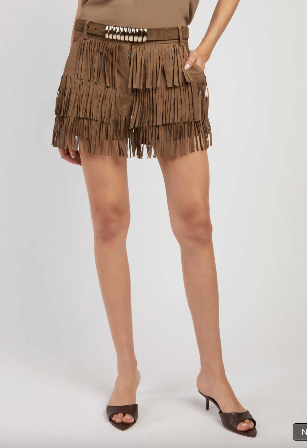 FEDERICA TOSI Suede Fringe Shorts