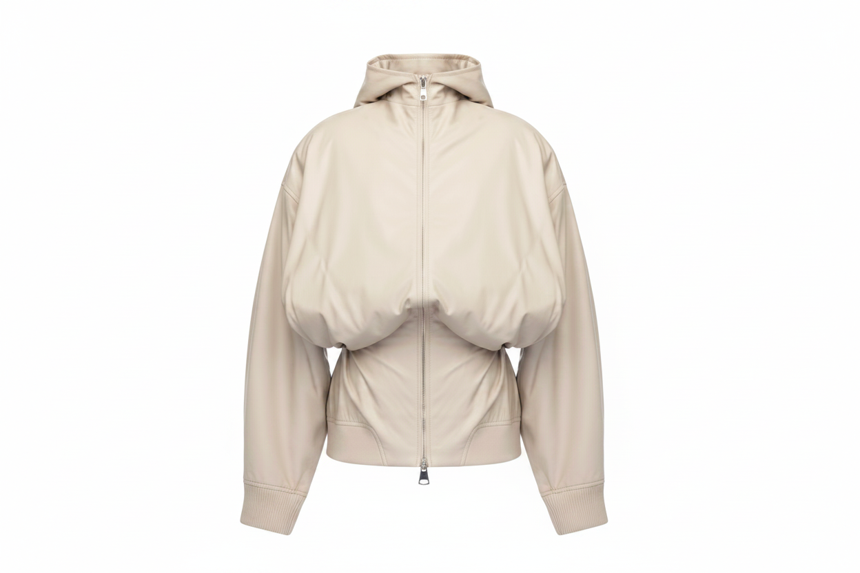 SITUATIONIST Beige Puffer Motor Coat