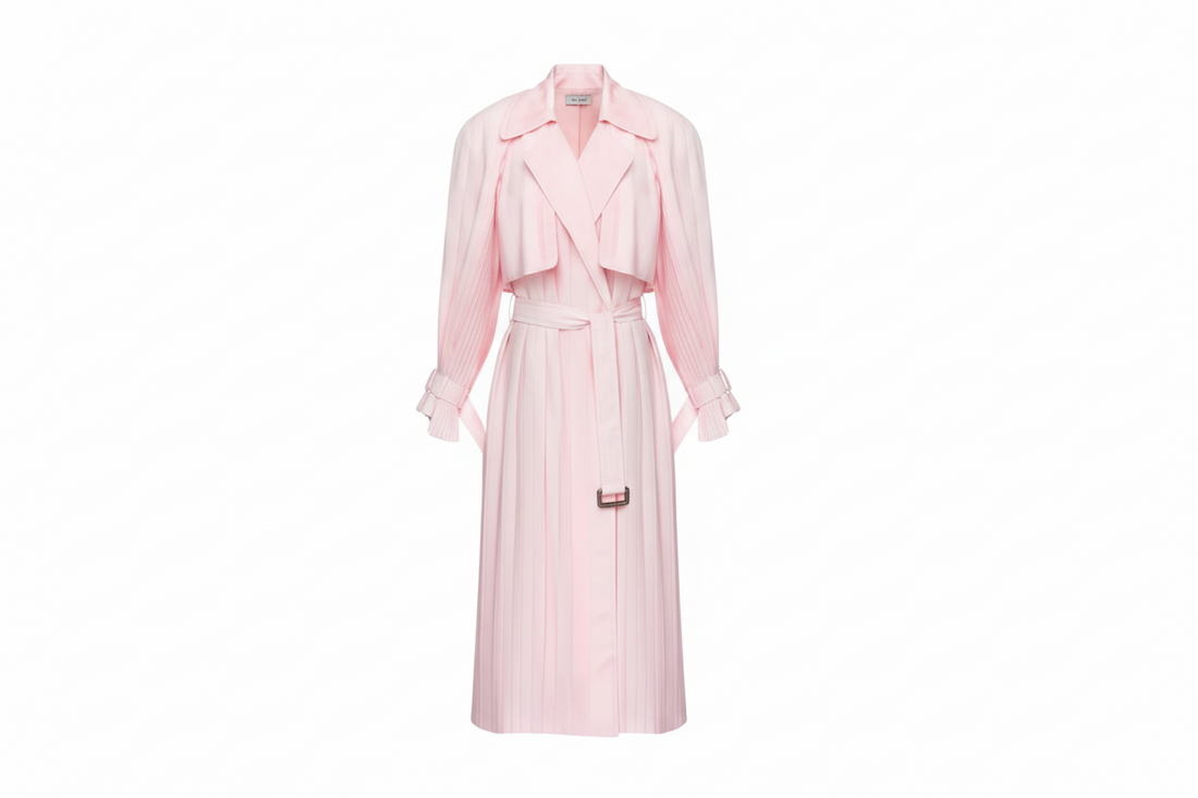 SITUATIONIST Pink Pleated Trench Coat