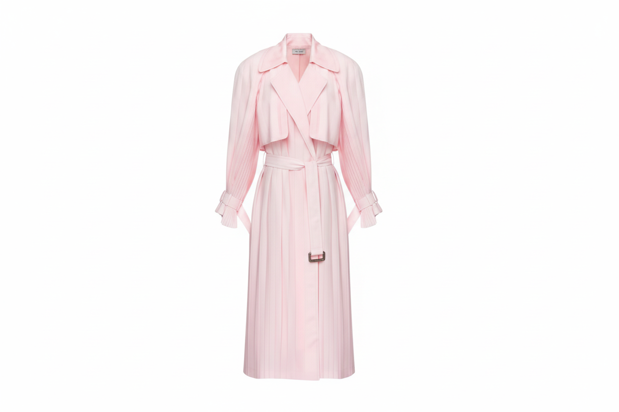 SITUATIONIST Pink Pleated Trench Coat