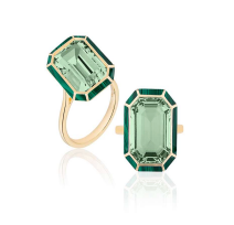 GOSHWARA Melange Prasiolite Emerald Cut Ring