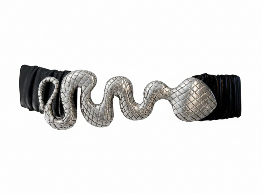 ELSA VALENCIA Angelita Stretch Clip Belt Silver