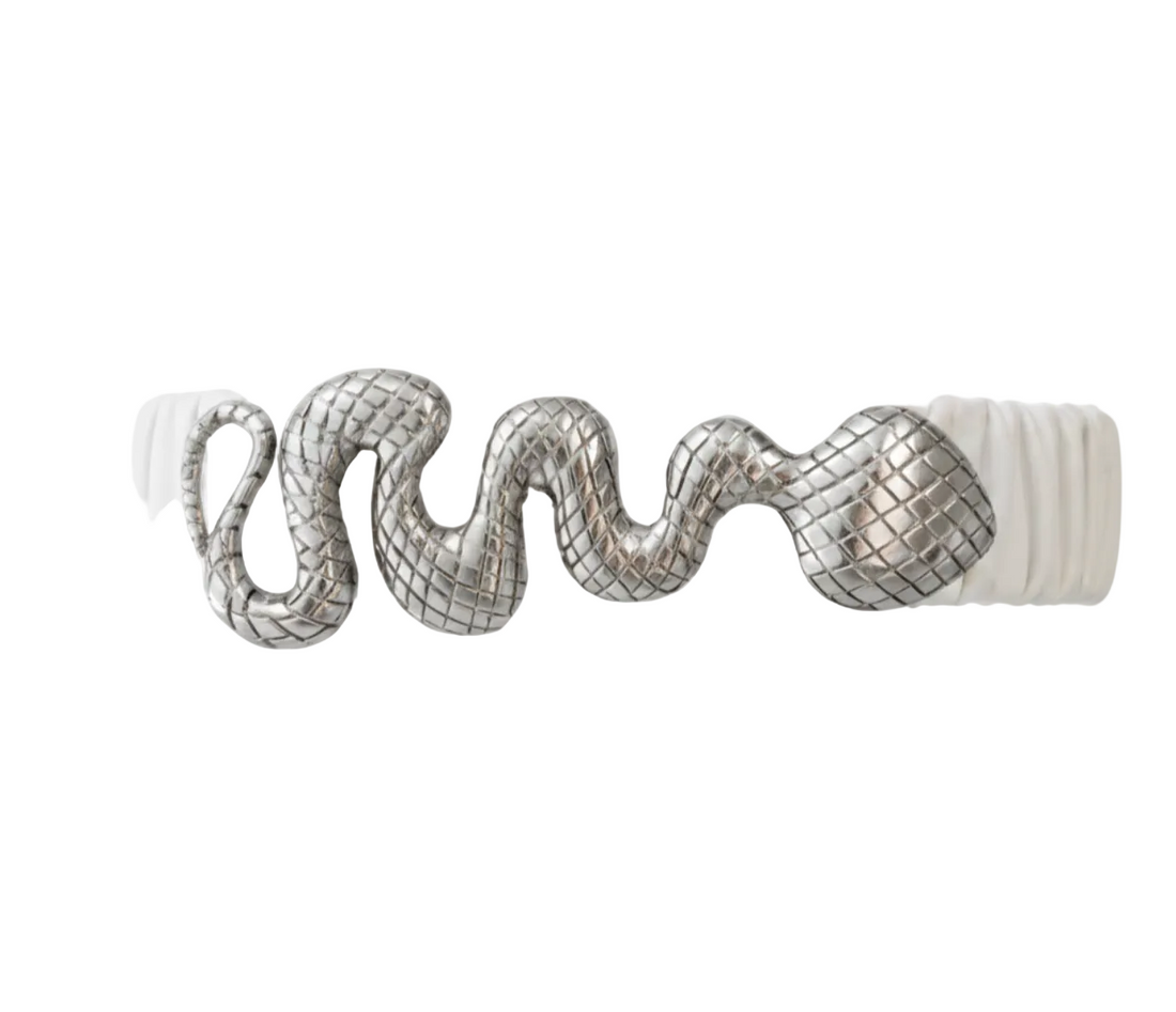ELSA VALENCIA Angelita Stretch Clip Belt White Silver