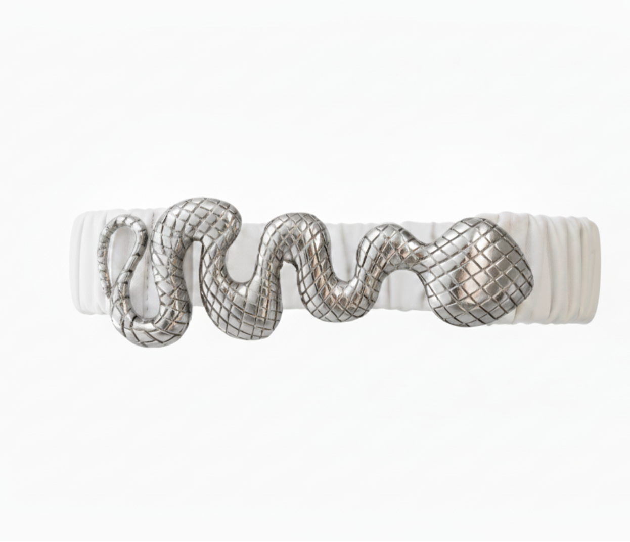 ELSA VALENCIA Angelita Stretch Clip Belt White Silver