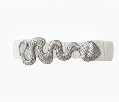 ELSA VALENCIA Angelita Stretch Clip Belt White Silver