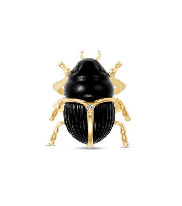 ELYZIAN Black Onyx Scarab Ring