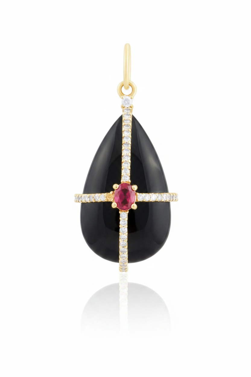 ELYZIAN Onyx Aveline Drop Pendent