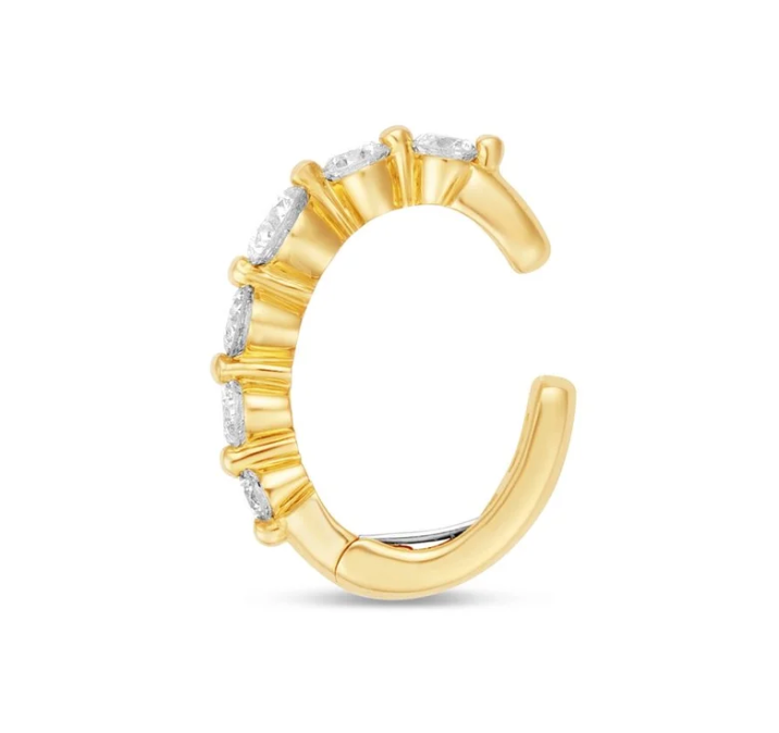 ELYZIAN Graduated Round Diamond Ear Cuff in 14k Yellow Gold
