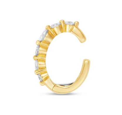 ELYZIAN Graduated Round Diamond Ear Cuff in 14k Yellow Gold
