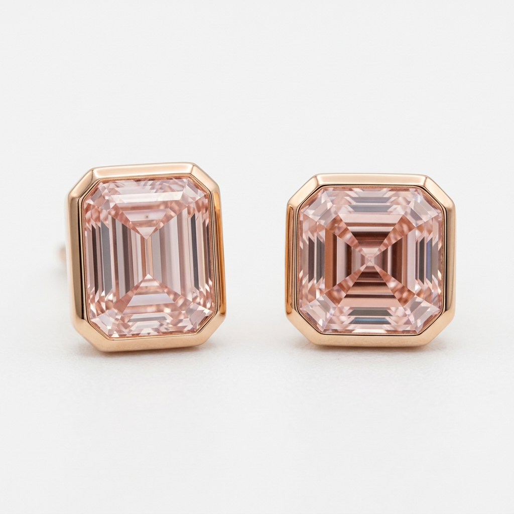 LUMENIRI Pink Diamond Emerald Cut Studs