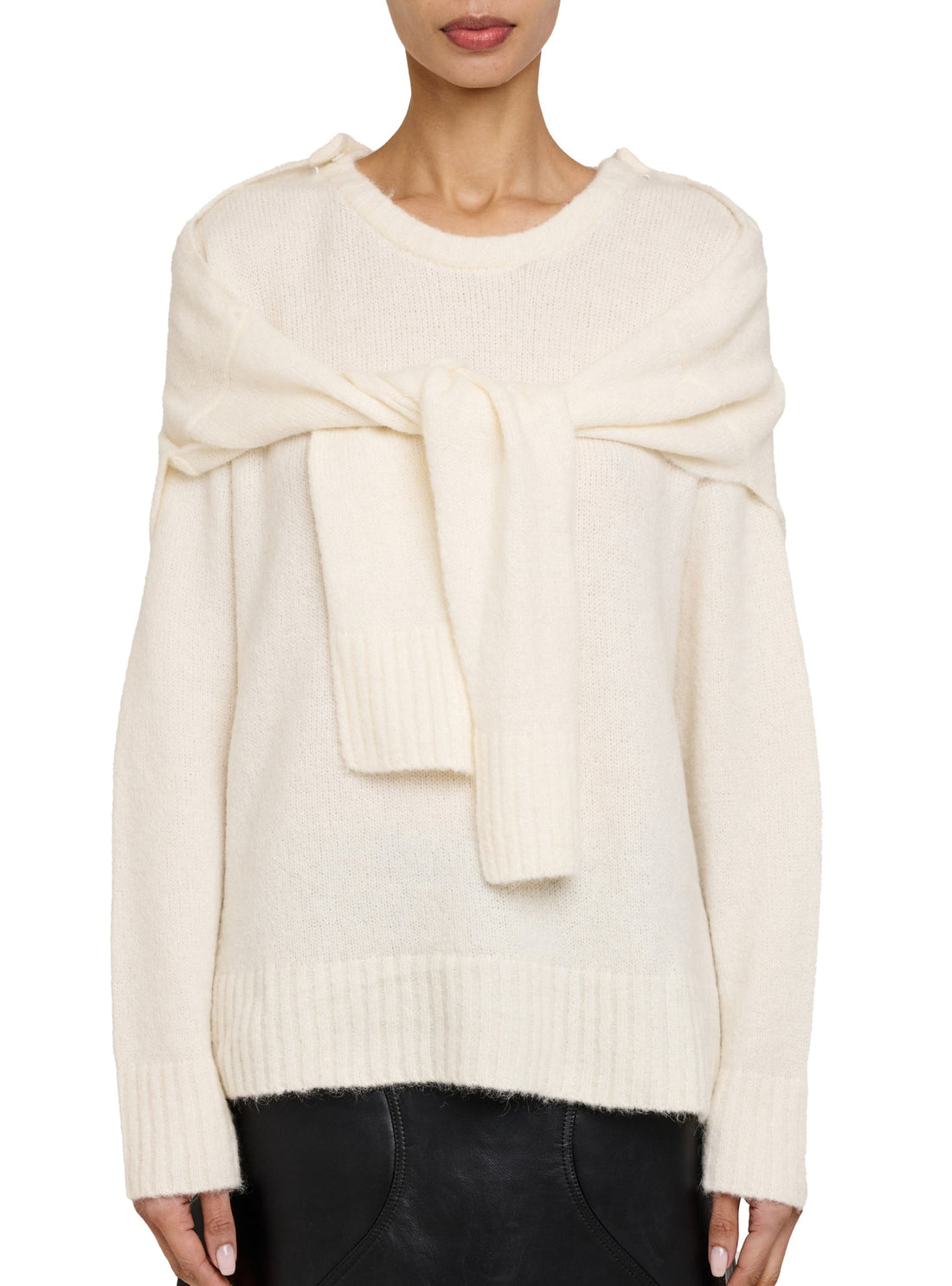 BOYAROVSKAYA White Knitted Top Hug Sweater