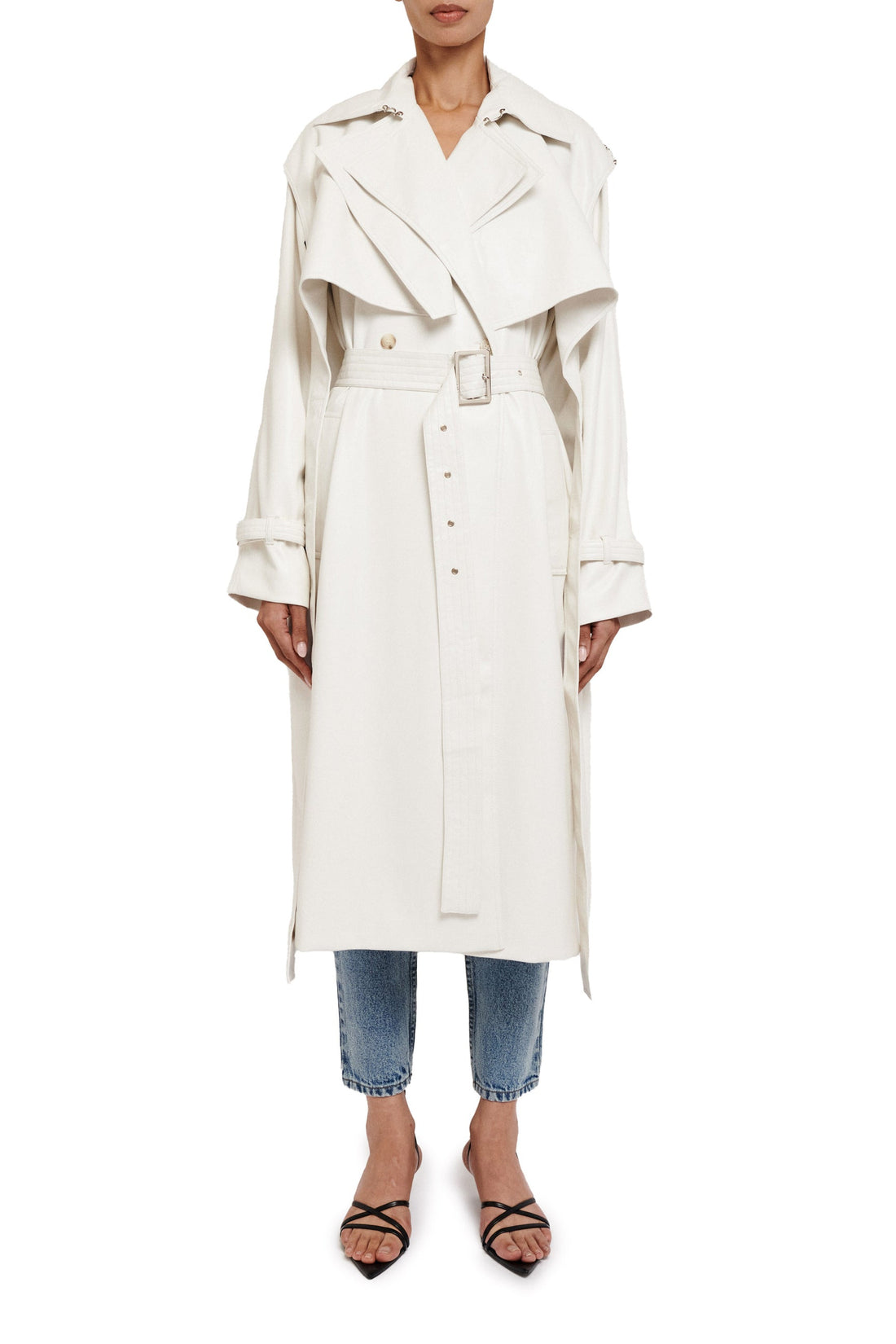 BOYAROVSKAYA White Eco Leather Trench Coat