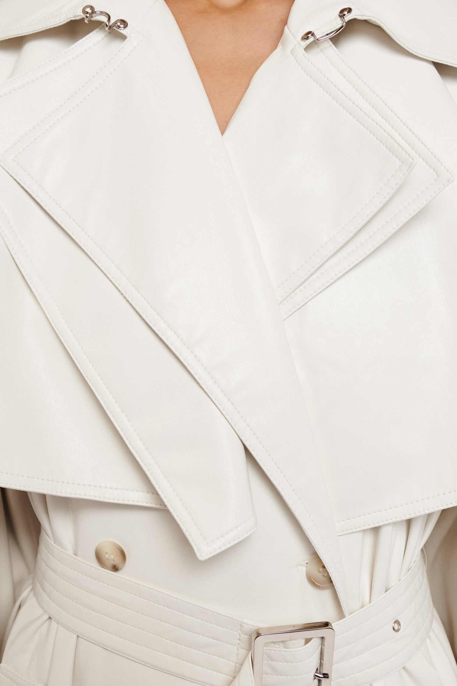 BOYAROVSKAYA White Eco Leather Trench Coat