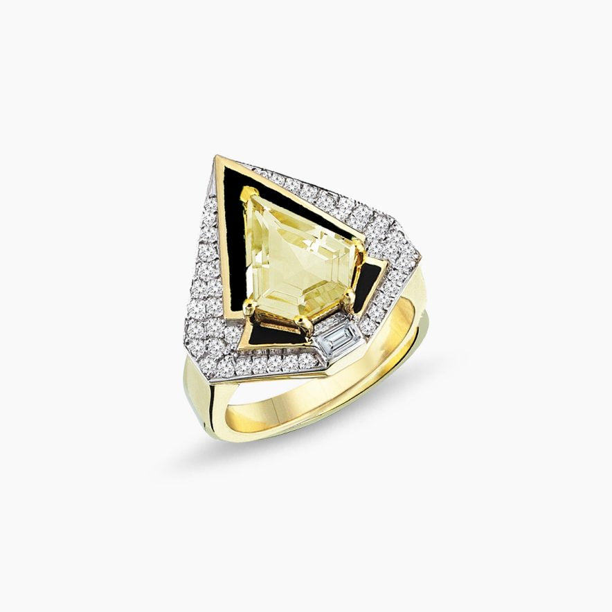 MELIS GORAL Vendome Sharp Yellow Topaz Diamond Ring