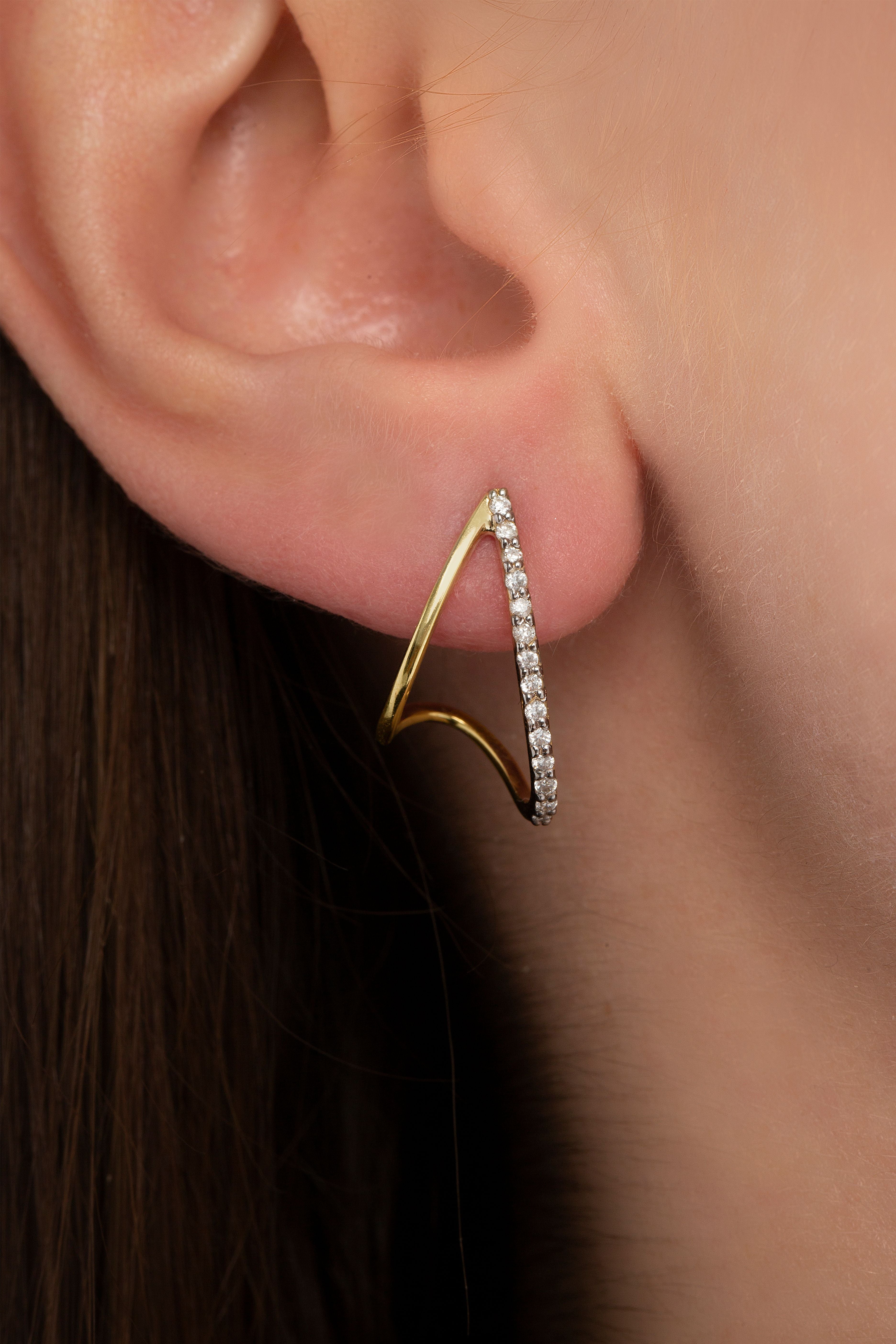 HER STORY Double Hoop Diamond Earring