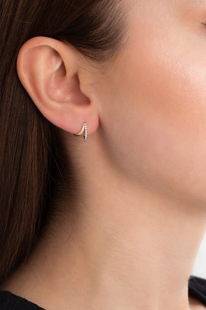 HER STORY Mini Double Hoop Diamond Earring