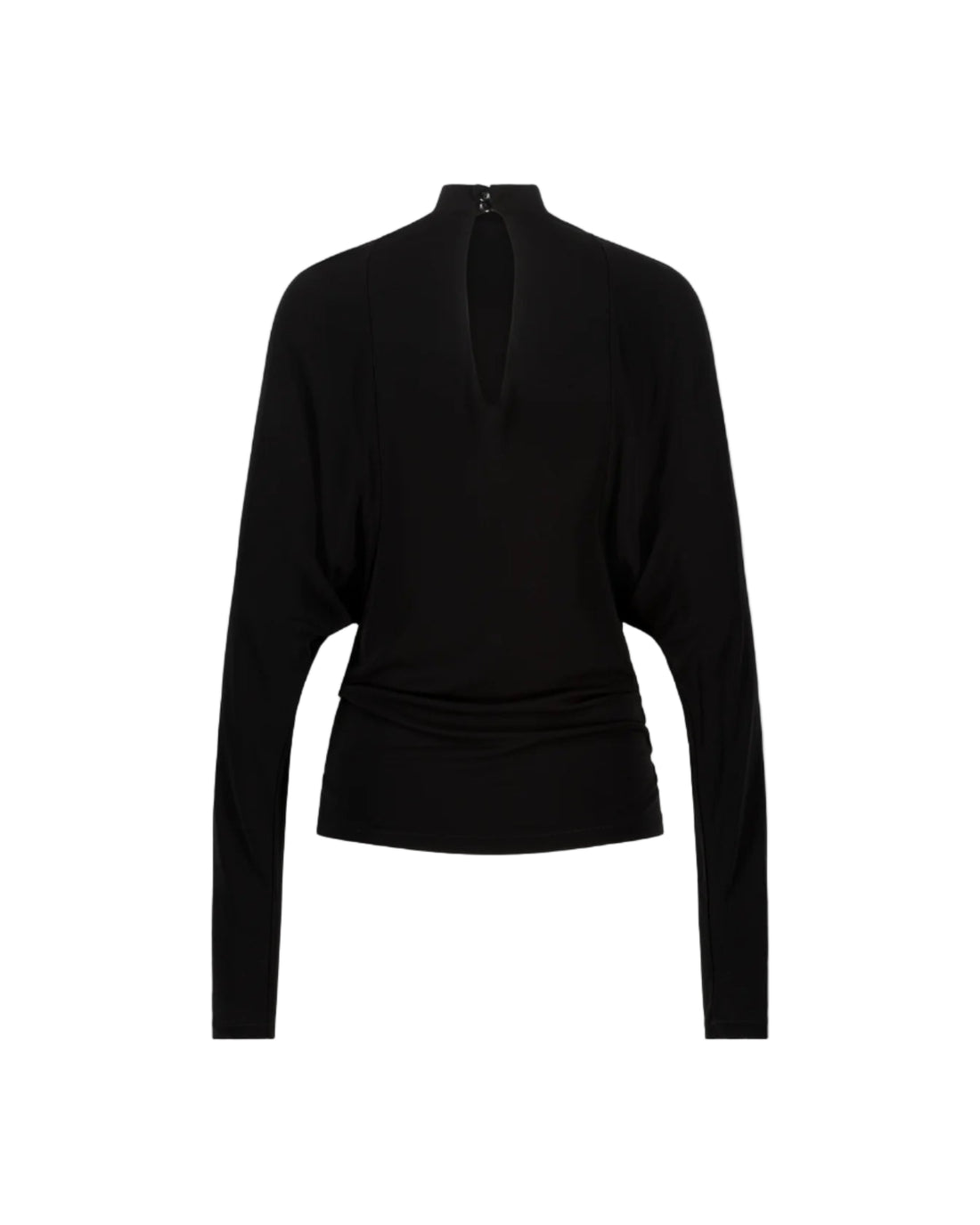 ATLEIN Jersey Crepe Black Mock Neck Long-Sleeve Top