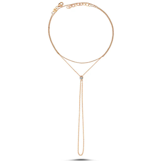 ECCE Drop Pave Hand Chain Necklace