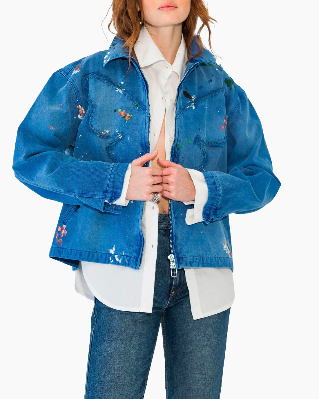 MUSEUM VISITORS Hand Painted Pigment Butterfly Jacket