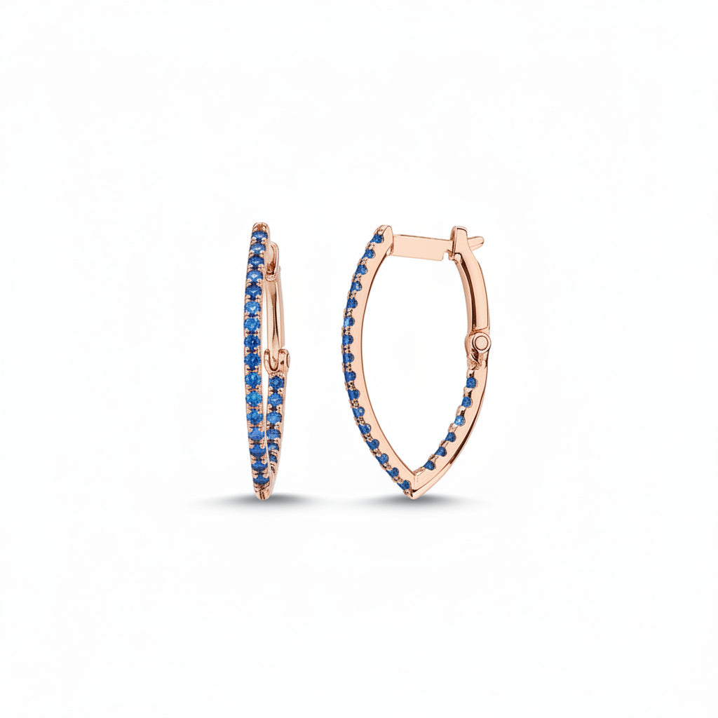 ECCE V Form Blue Diamond Earring Rose Gold