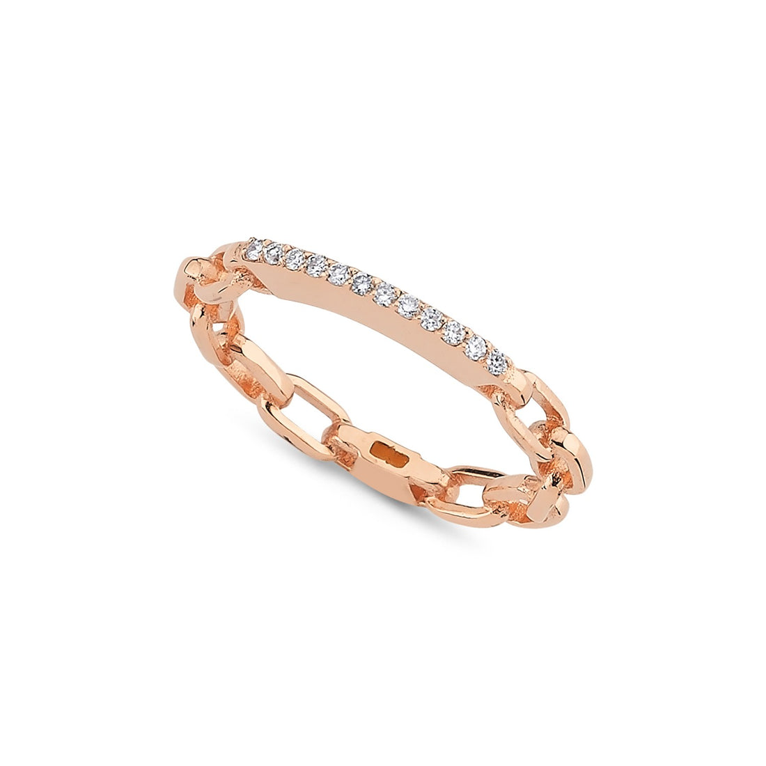 ECCE Chain Diamond Ring rose gold