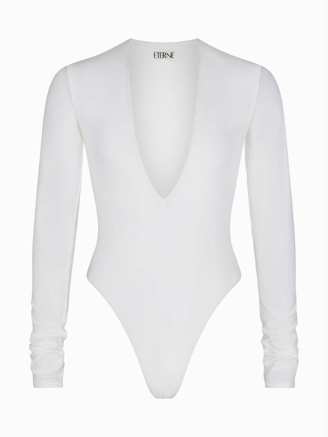 ETERNE Long Sleeve Deep V Bodysuit in White