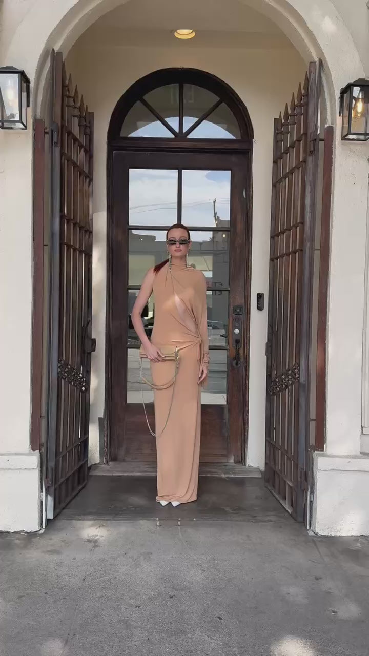 ATLEIN Long Sleeves Cut Out Ruffle Dress