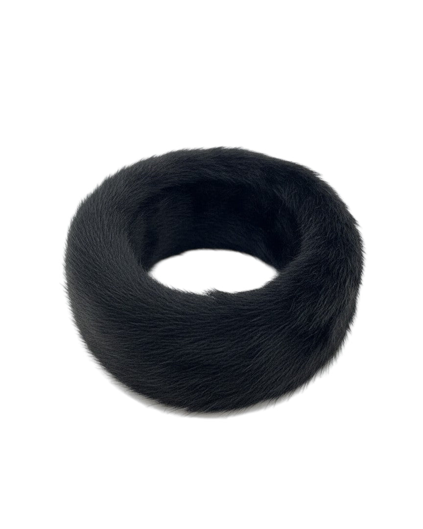 BEI TESORI Repurposed Wide Animal Fur Bangle (Black Fur)