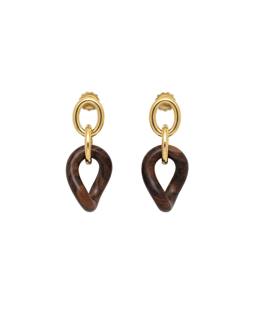 BEI TESORI Rosewood Gold Plated Rosewood Earrings